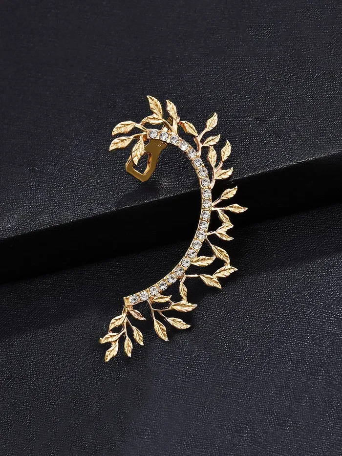 Yellow Chimes Yellow Chimes Earrings for Women Girls Fashion Gold Ear Cuff Gold Plated Leafy Shaped Single Clip On Ear Cuff Western Ear Cuffs Earrings Birthday Gift for Girls and Women Necklaces
