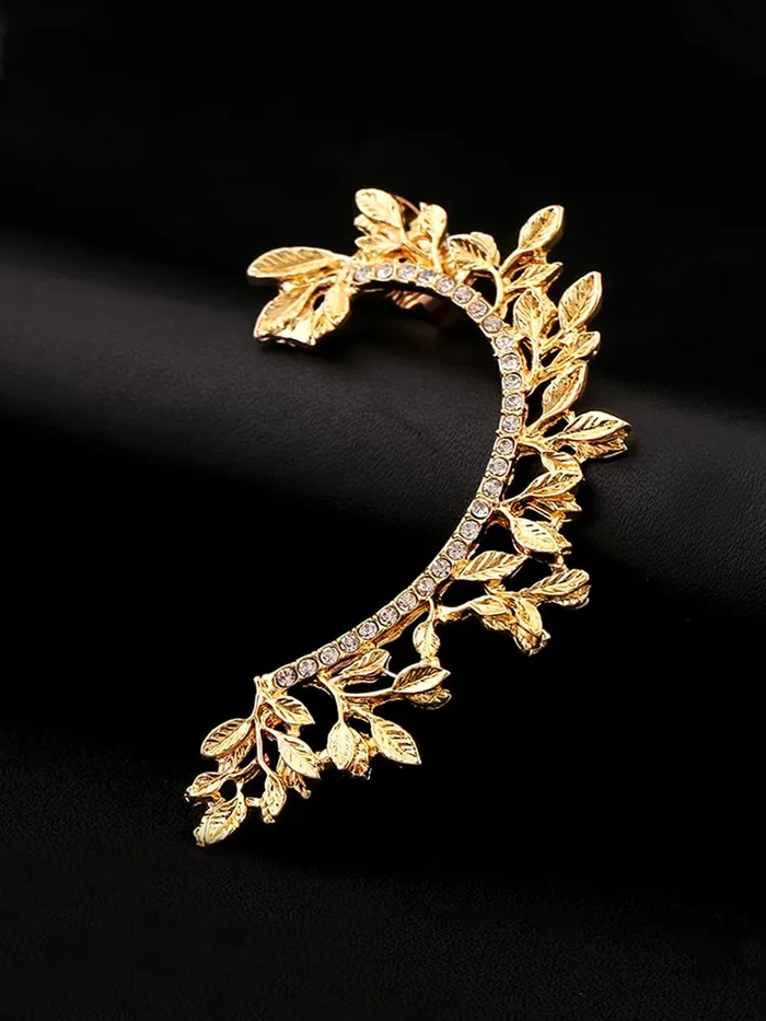 Yellow Chimes Yellow Chimes Earrings for Women Girls Fashion Gold Ear Cuff Gold Plated Leafy Shaped Single Clip On Ear Cuff Western Ear Cuffs Earrings Birthday Gift for Girls and Women Necklaces