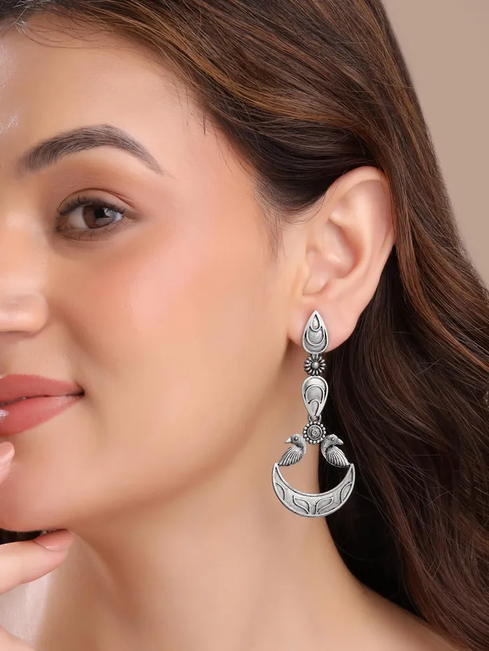 Yellow Chimes Yellow Chimes Earrings for Women Girls Silver Oxidised Long Dangler Earrings Traditional Silver Oxidised Plated Danglers Earrings Eternal Elegance Birthday Anniversary Gift For Girls Women Earrings