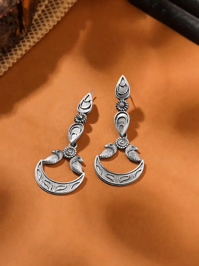 Yellow Chimes Yellow Chimes Earrings for Women Girls Silver Oxidised Long Dangler Earrings Traditional Silver Oxidised Plated Danglers Earrings Eternal Elegance Birthday Anniversary Gift For Girls Women Earrings