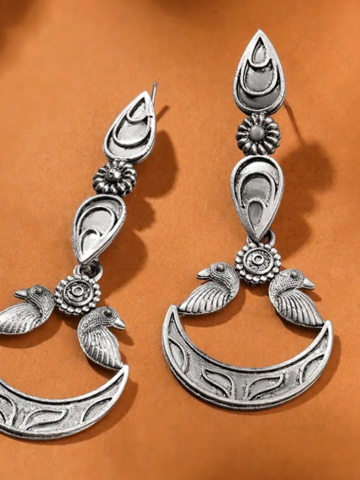 Yellow Chimes Yellow Chimes Earrings for Women Girls Silver Oxidised Long Dangler Earrings Traditional Silver Oxidised Plated Danglers Earrings Eternal Elegance Birthday Anniversary Gift For Girls Women Earrings