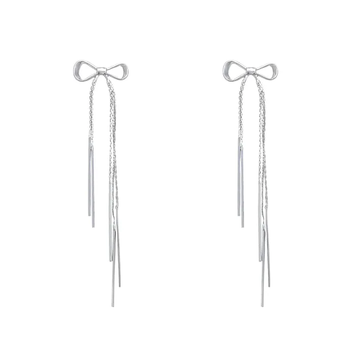 Yellow Chimes Yellow Chimes Earrings For Women Silver Toned Bow Shaped Chain Hanging Dangler Earrings For Women and Girls Earrings Yellow Chimes Yellow Chimes Earrings For Women Silver Toned Bow Shaped Chain Hanging Dangler Earrings For Women and Girls Earrings