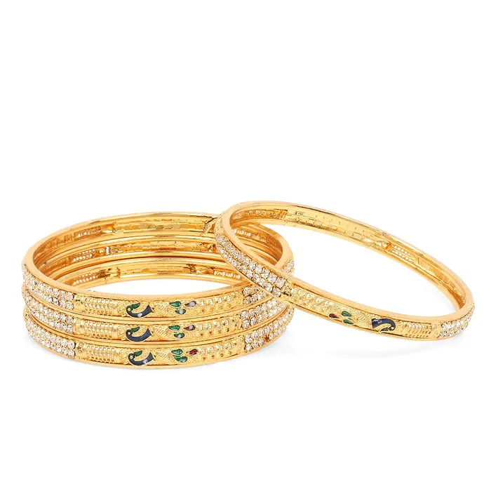 Yellow Chimes Yellow Chimes Ethnic Gold Plated Peacock Designer Crystal Studded Traditional 4 Pcs Bangles Set for Women and Girls 28 Necklaces Yellow Chimes Yellow Chimes Ethnic Gold Plated Peacock Designer Crystal Studded Traditional 4 Pcs Bangles Set for Women and Girls 28 Necklaces