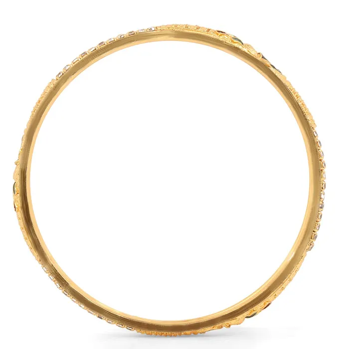 Yellow Chimes Yellow Chimes Ethnic Gold Plated Peacock Designer Crystal Studded Traditional 4 Pcs Bangles Set for Women and Girls 28 Necklaces
