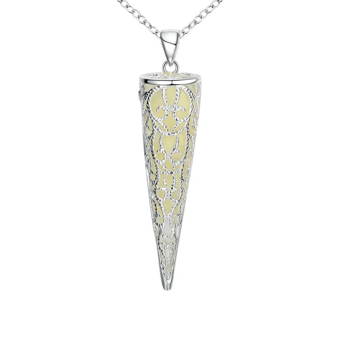 Yellow Chimes YELLOW CHIMES GlowinTheDark Cone Style 925 Silver Plated Hallmarked Pendant for Girls and Women Rings Yellow Chimes YELLOW CHIMES GlowinTheDark Cone Style 925 Silver Plated Hallmarked Pendant for Girls and Women Rings