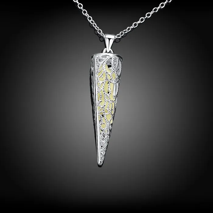 Yellow Chimes YELLOW CHIMES GlowinTheDark Cone Style 925 Silver Plated Hallmarked Pendant for Girls and Women Rings