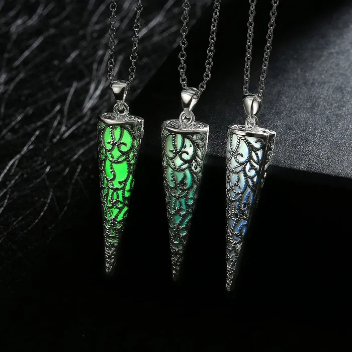 Yellow Chimes YELLOW CHIMES GlowinTheDark Cone Style 925 Silver Plated Hallmarked Pendant for Girls and Women Rings