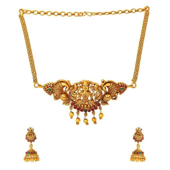 Yellow Chimes Yellow Chimes Jewellery Set for Women and Girls Temple Jewellery Set for Women Gold Plated Traditional Choker Necklace Set Birthday Gift for girls and women Anniversary Gift for Wife Bracelets