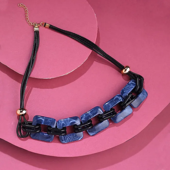 Yellow Chimes Yellow Chimes Necklace for Women and Girls Fashion Blue Choker Necklace for Women Western Geometric Statement Style Choker Necklace Birthday Gift for Girls Women Anniversary Gift for Wife Necklaces