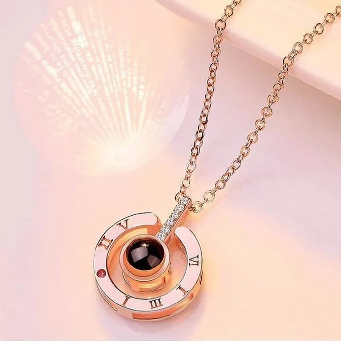 Yellow Chimes Yellow Chimes Pendant for Women and Girls Rose Gold Pendant I Love You in 100 Different Languages Pendant Birthday Gift for Girls and Women Anniversary Gift for Wife Earrings