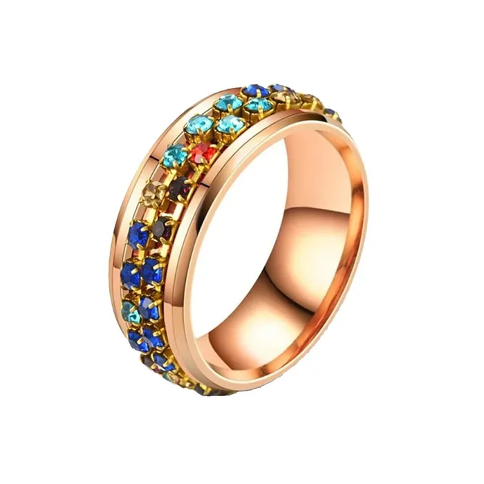 Yellow Chimes Yellow Chimes Ring For Women Gold Tone Multicolor Crystal Studded Designer Ring For Women and Girls Rings