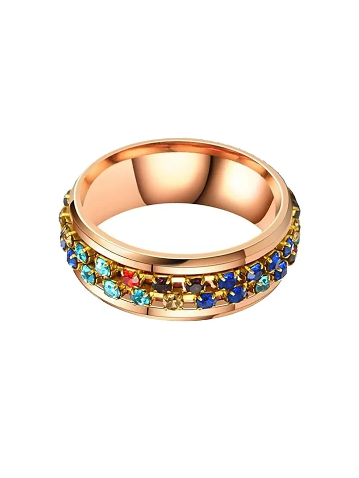 Yellow Chimes Yellow Chimes Ring For Women Gold Tone Multicolor Crystal Studded Designer Ring For Women and Girls Rings