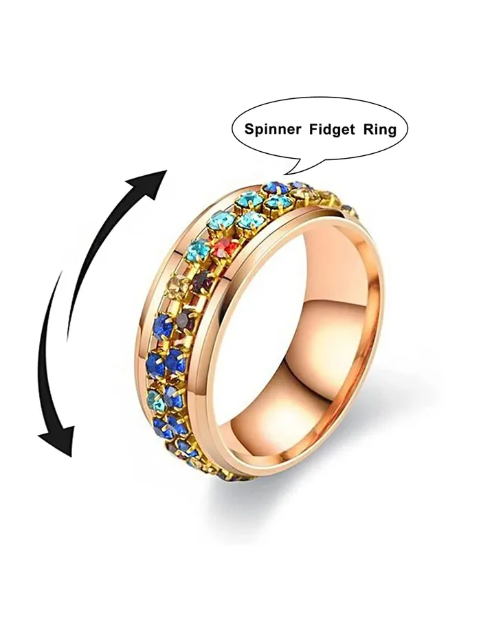 Yellow Chimes Yellow Chimes Ring For Women Gold Tone Multicolor Crystal Studded Designer Ring For Women and Girls Rings