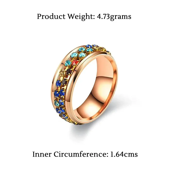Yellow Chimes Yellow Chimes Ring For Women Gold Tone Multicolor Crystal Studded Designer Ring For Women and Girls Rings