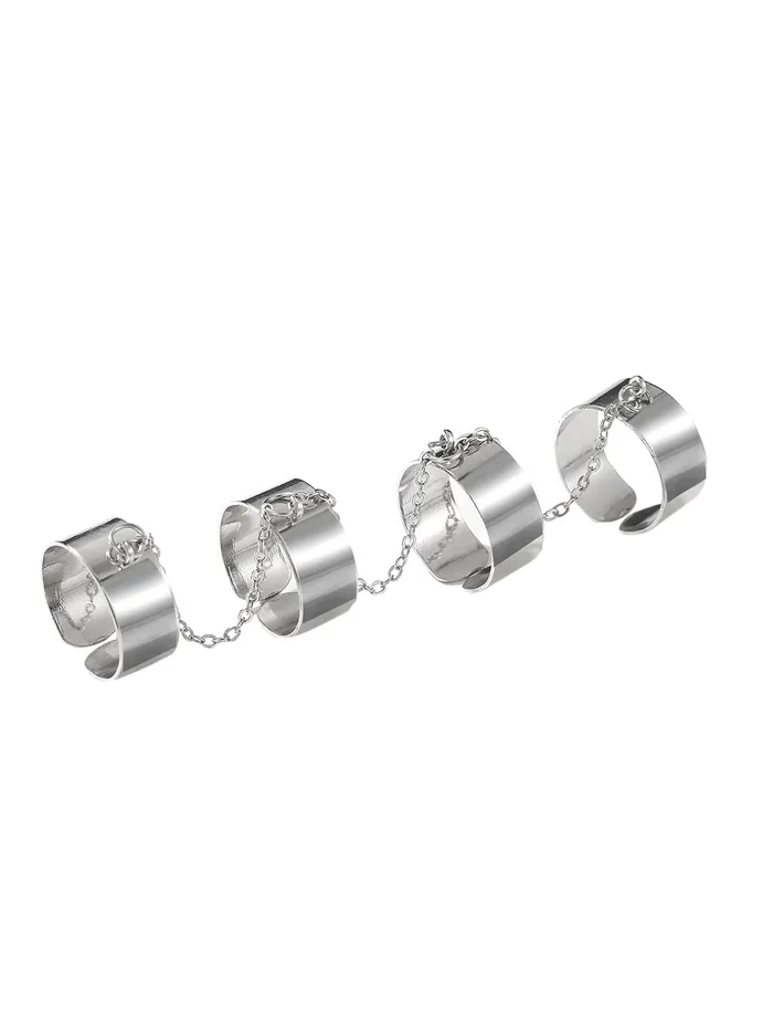 Yellow Chimes Yellow Chimes Rings For Women Silver Toned Combo Of 4 Chain Linked Cool Girls Punk Stylish Finger Rings For Women and Girls Necklaces Yellow Chimes Yellow Chimes Rings For Women Silver Toned Combo Of 4 Chain Linked Cool Girls Punk Stylish Finger Rings For Women and Girls Necklaces