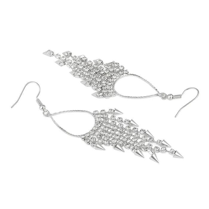 Yellow Chimes Yellow Chimes Sparkling Beauty Silver Chandelier Earring for Women Girls Necklaces