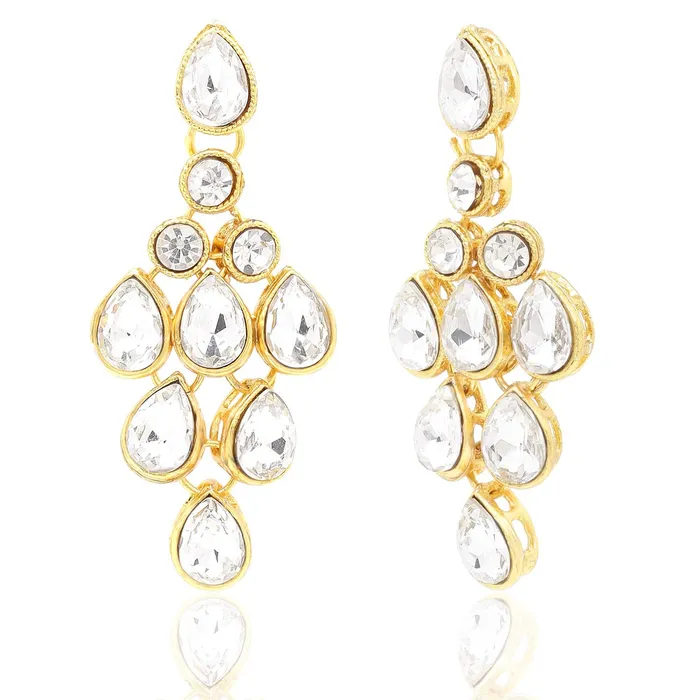 Yellow Chimes Yellow Chimes Stylish Dulhan Kundan Jewellery Set Gold Plated Party Wear Traditional White Choker Necklace Set for Women Girls Earrings