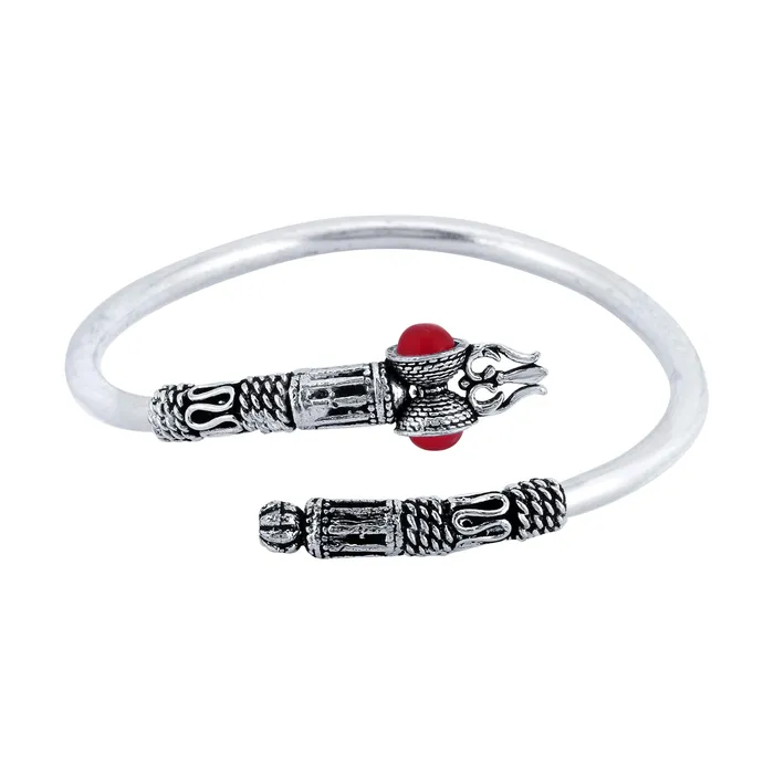 Yellow Chimes Yellow Chimes Unisex Red Silver Oxidized Brass Trishul Damru Latest Trendy Adjustable Kadaa YCTJBRDAMRURDSL Rings Yellow Chimes Yellow Chimes Unisex Red Silver Oxidized Brass Trishul Damru Latest Trendy Adjustable Kadaa YCTJBRDAMRURDSL Rings