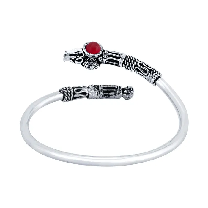 Yellow Chimes Yellow Chimes Unisex Red Silver Oxidized Brass Trishul Damru Latest Trendy Adjustable Kadaa YCTJBRDAMRURDSL Rings