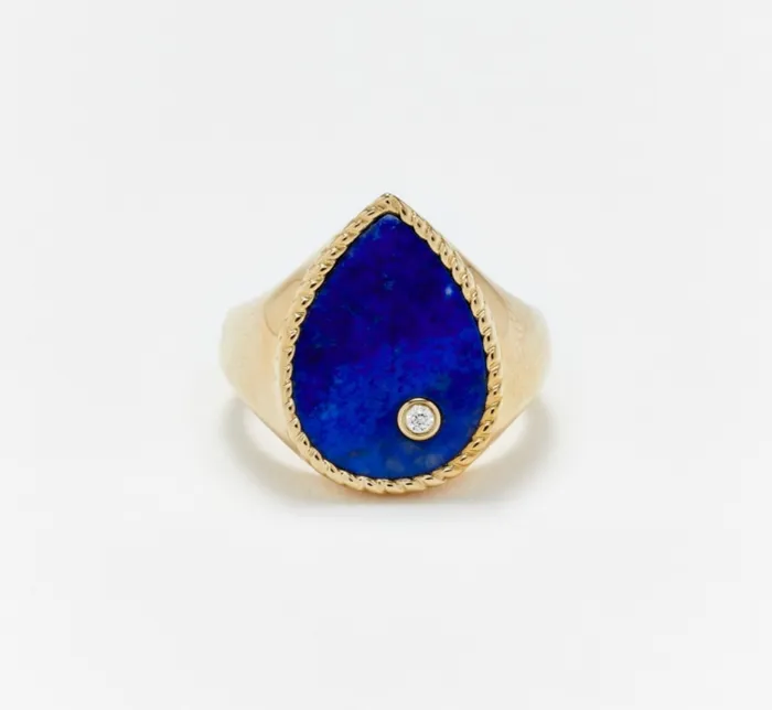 Yvonne Leon Earrings CHEVALIERE POIRE LAPIS LAZULI OR JAUNE