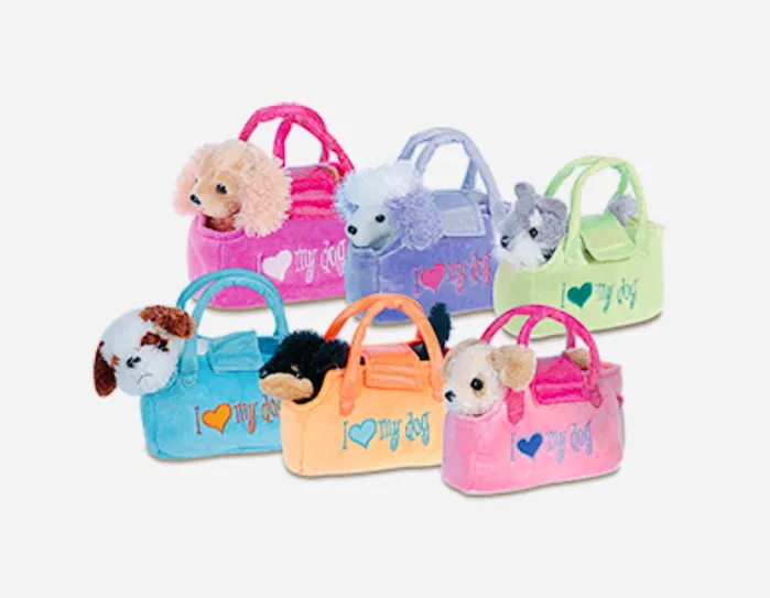 Zibbers Earrings Plush Puppy In a Purse Assorted