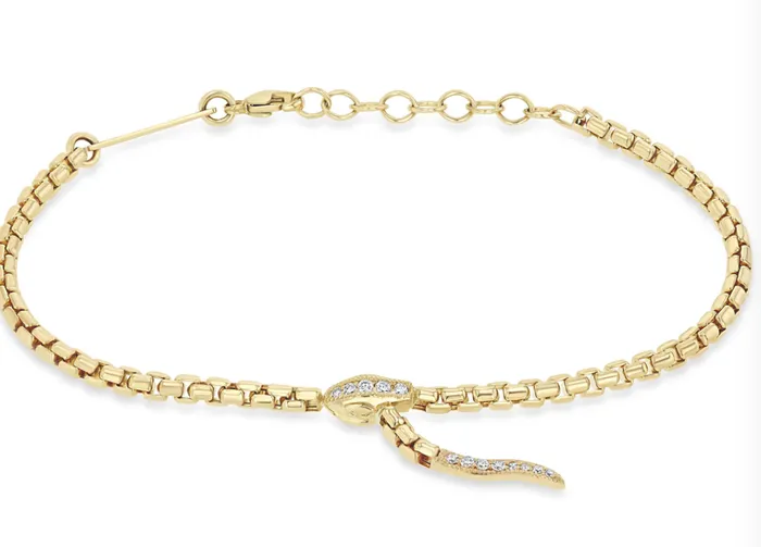 Zo Chicco Bracelets 14K GOLD PAV DIAMOND SERPENT BOX CHAIN BRACELET